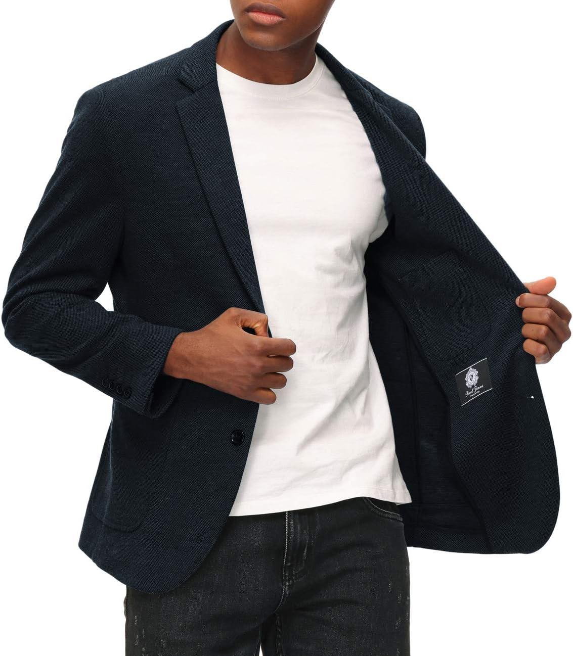 imagePJ PAUL JONES Mens Casual Knit Blazer Suit Jackets Two Button Lightweight Unlined Sport CoatNavy Blue
