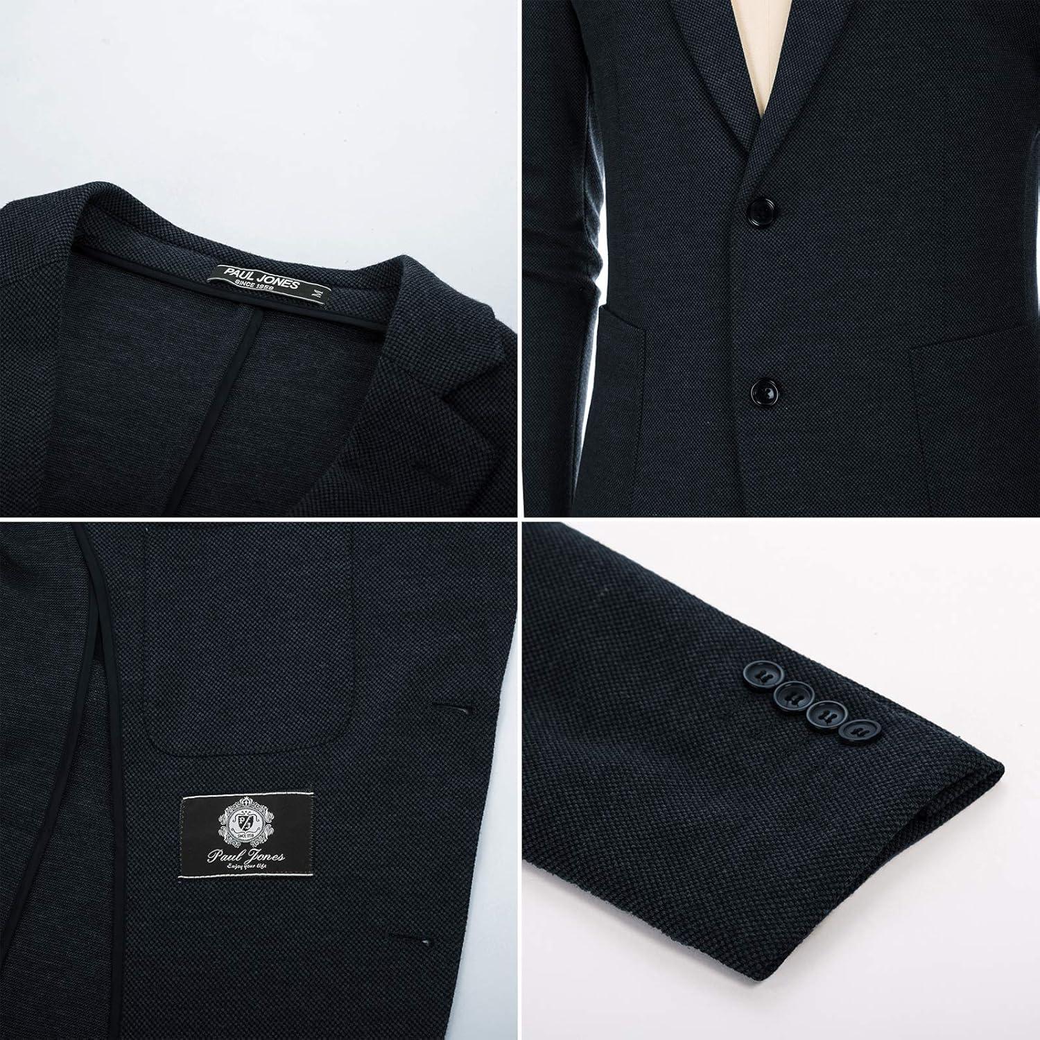 imagePJ PAUL JONES Mens Casual Knit Blazer Suit Jackets Two Button Lightweight Unlined Sport CoatNavy Blue