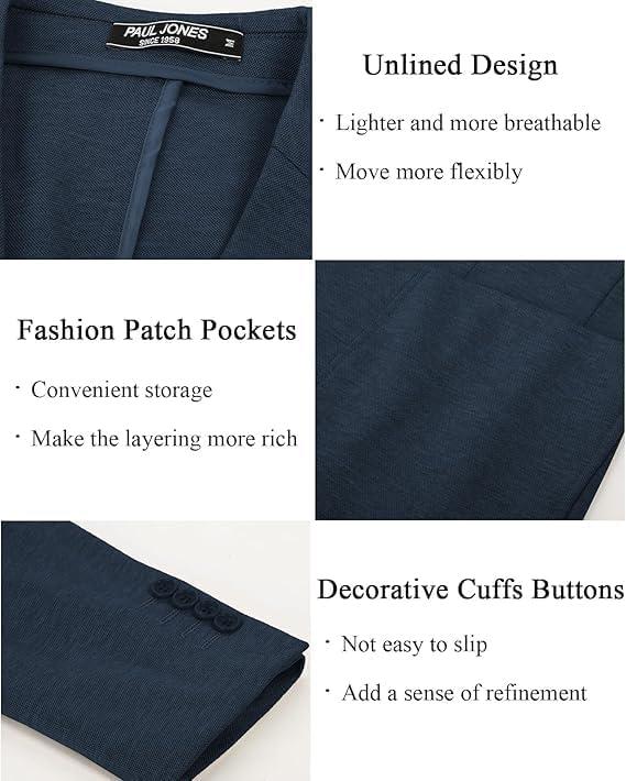 imagePJ PAUL JONES Mens Casual Knit Blazer Suit Jackets Two Button Lightweight Unlined Sport CoatNavy Bluelightweight