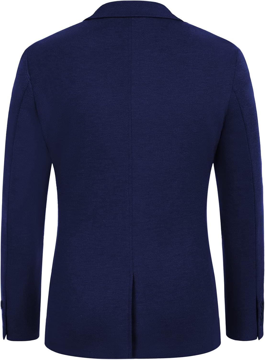 imagePJ PAUL JONES Mens Casual Knit Blazer Suit Jackets Two Button Lightweight Unlined Sport CoatRoyal Blue