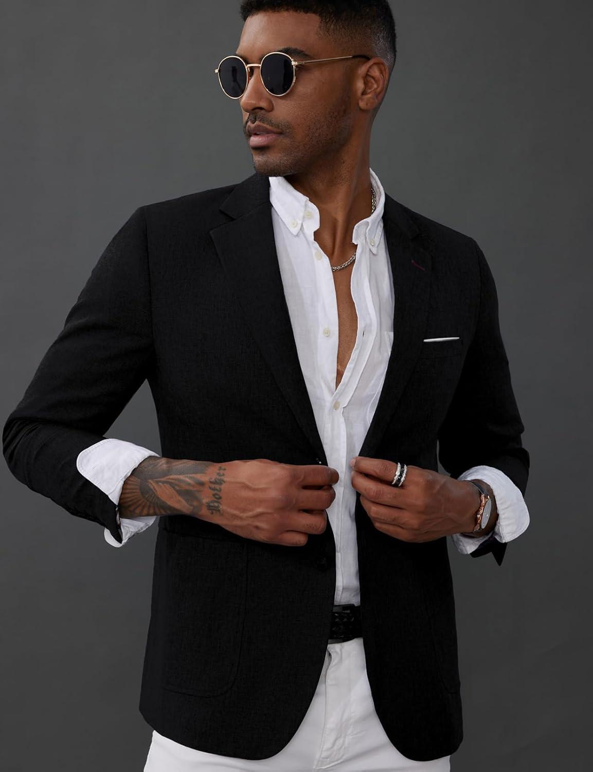 imagePJ PAUL JONES Mens Casual Sport Coat Blazer Two Buttons Lightweight Business JacketsBlack