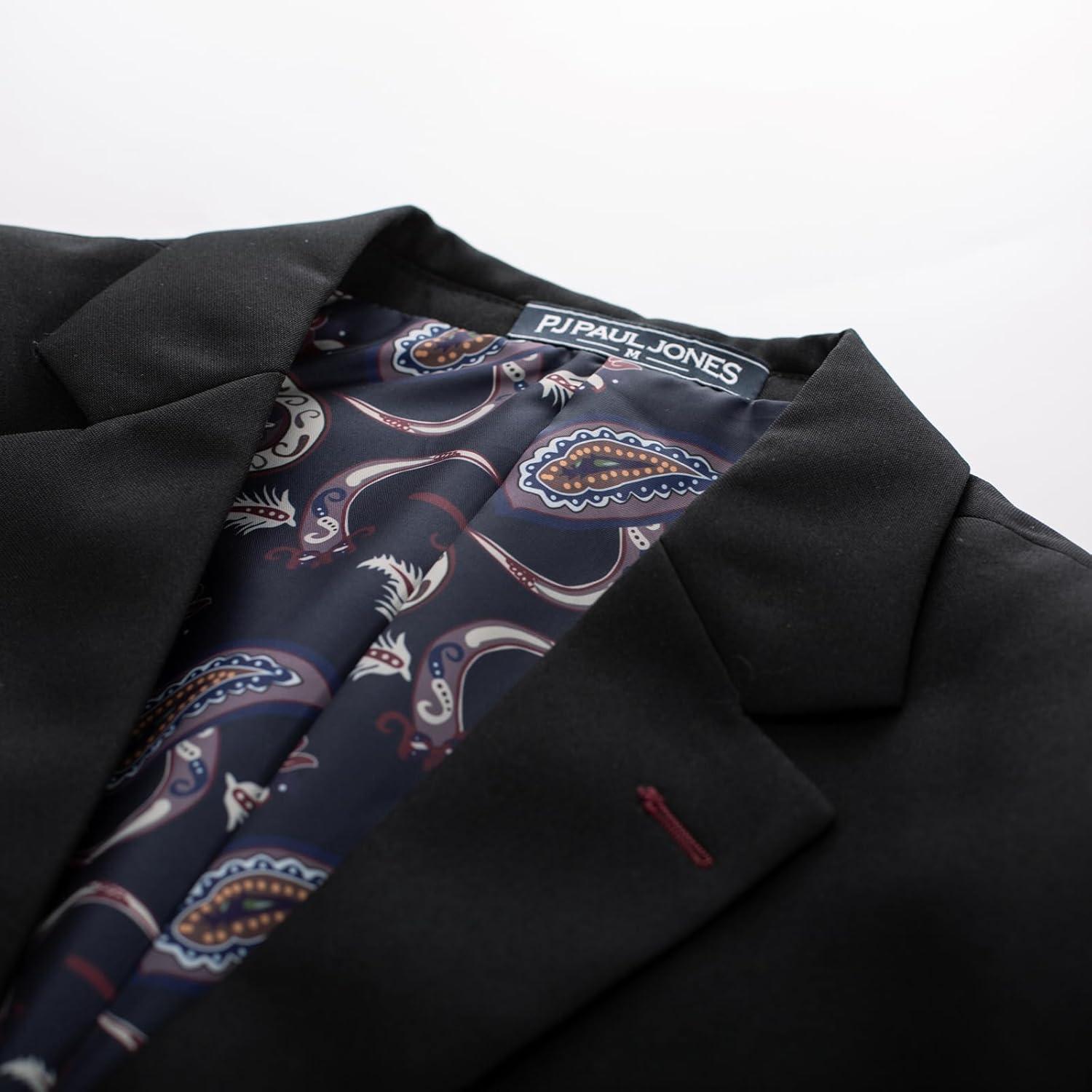 imagePJ PAUL JONES Mens Casual Sport Coat Blazer Two Buttons Lightweight Business JacketsBlack