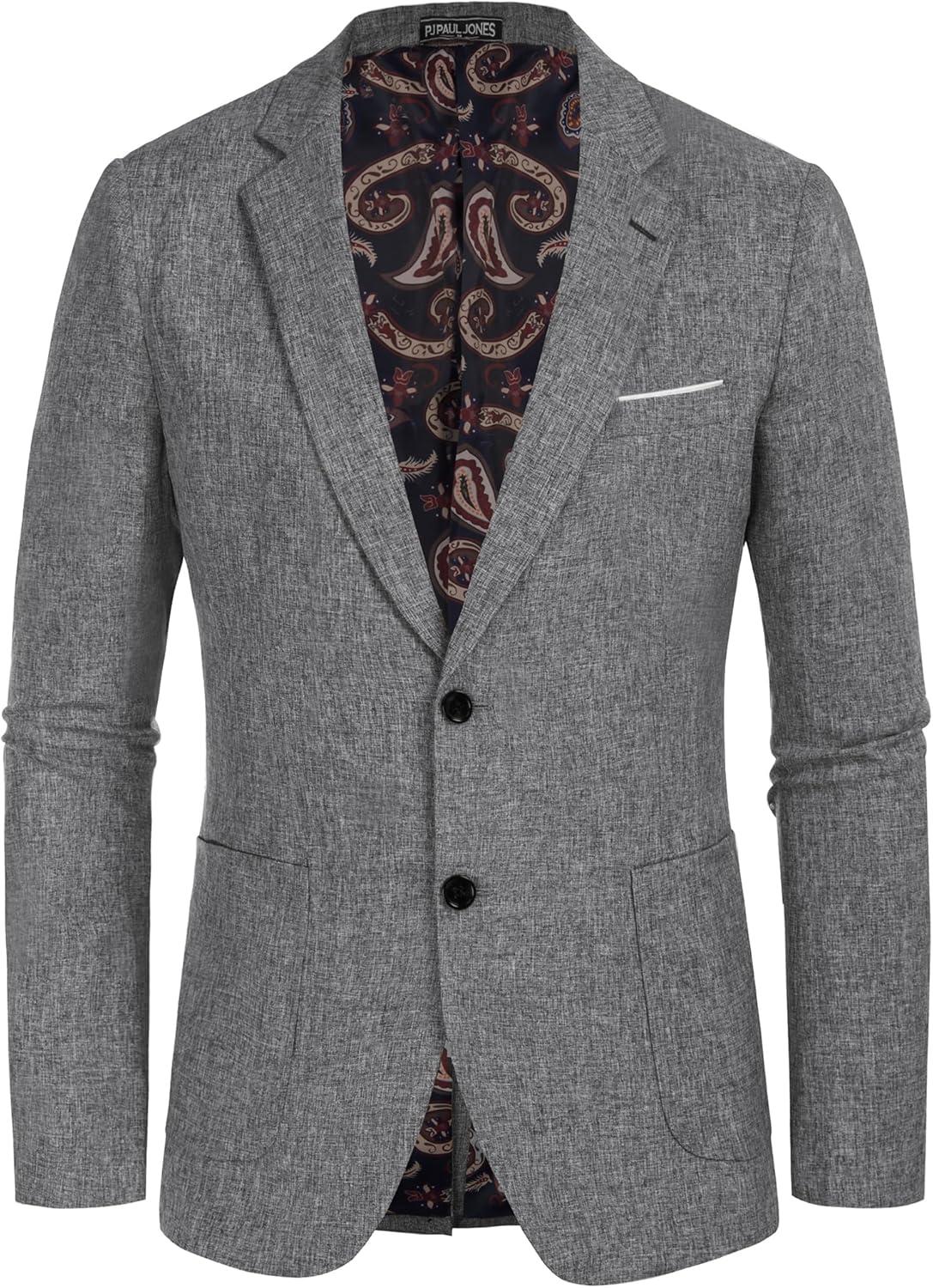 imagePJ PAUL JONES Mens Casual Sport Coat Blazer Two Buttons Lightweight Business JacketsDark Gray