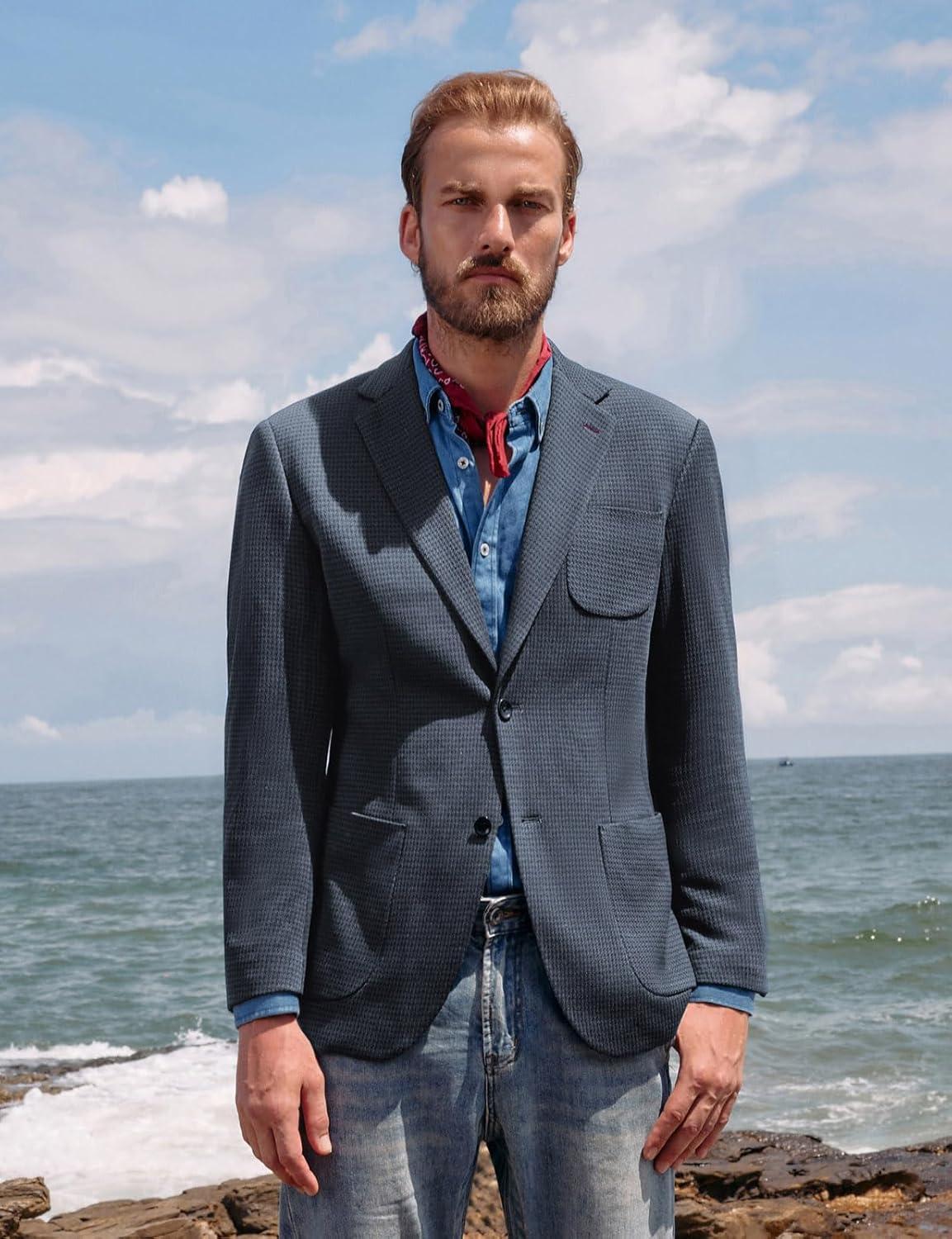 imagePJ PAUL JONES Mens Casual Sport Coat Blazer Two Buttons Lightweight Business JacketsDark Grey1