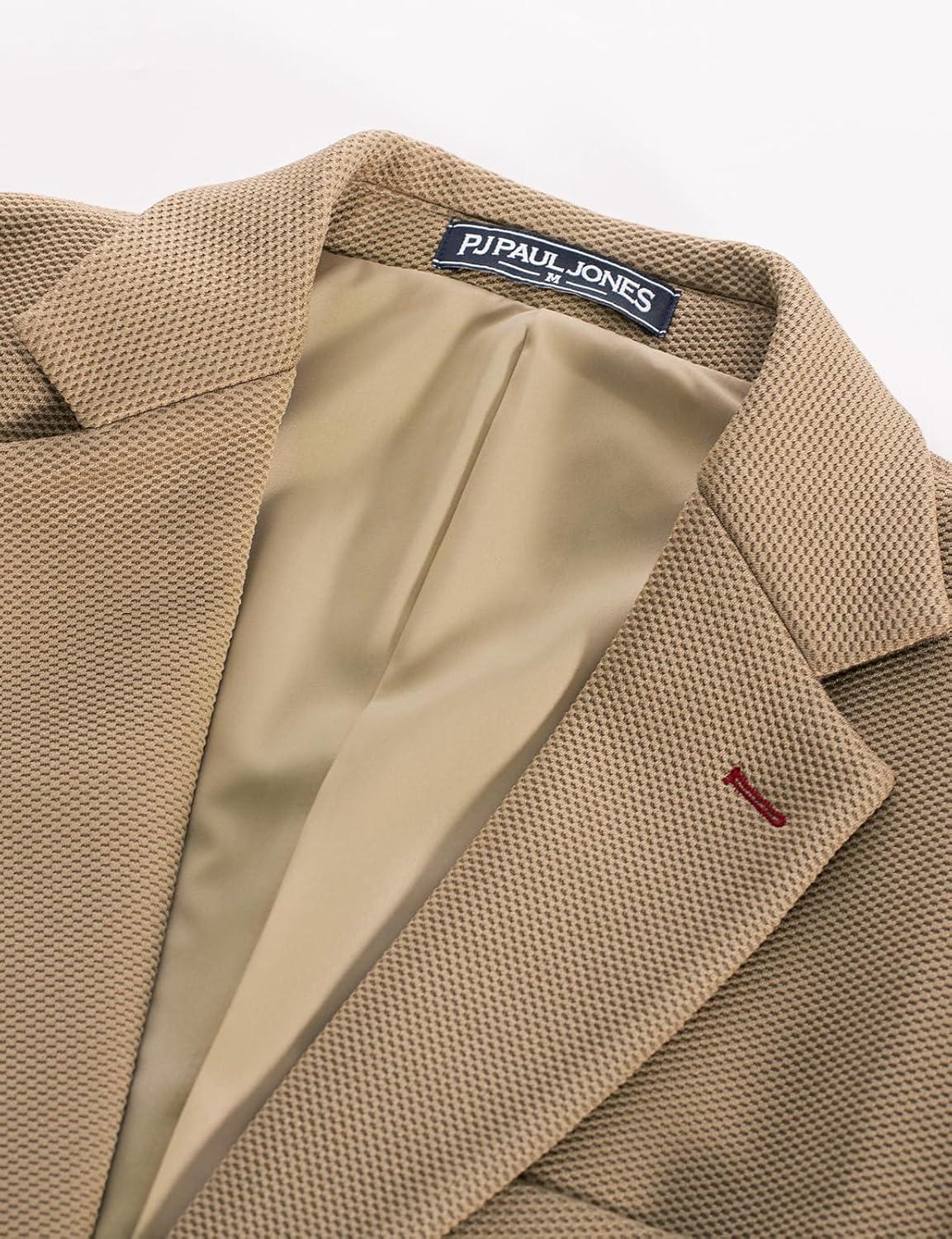 imagePJ PAUL JONES Mens Casual Sport Coat Blazer Two Buttons Lightweight Business JacketsKhaki1