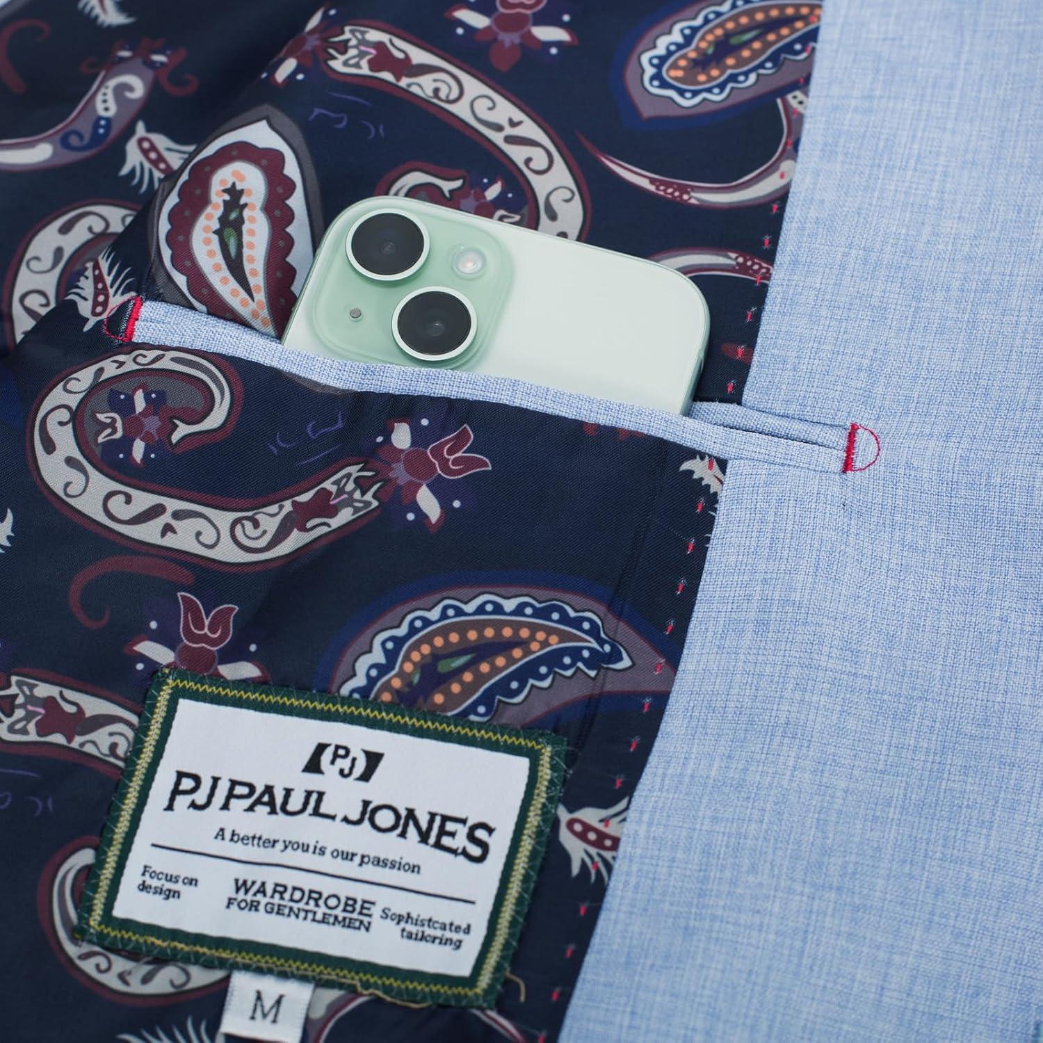 imagePJ PAUL JONES Mens Casual Sport Coat Blazer Two Buttons Lightweight Business JacketsSky Blue