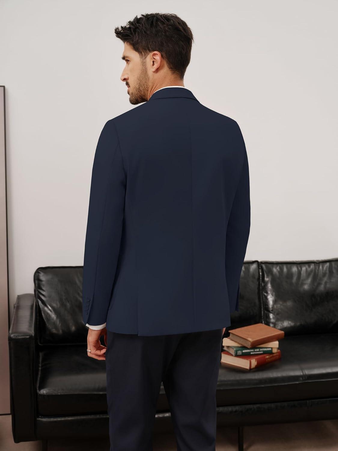 imagePJ PAUL JONES Mens Casual Sport Coats One Button Slim Fit Blazer Lightweight Notched Lapel Solid Suit JacketNavy Blue