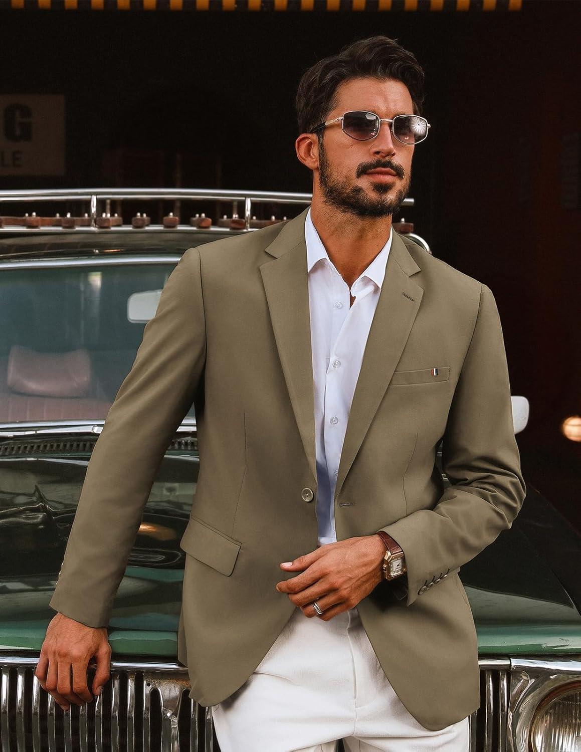 imagePJ PAUL JONES Mens Casual Sport Coats Two Buttons Lightweight Business Sport BlazerApricota