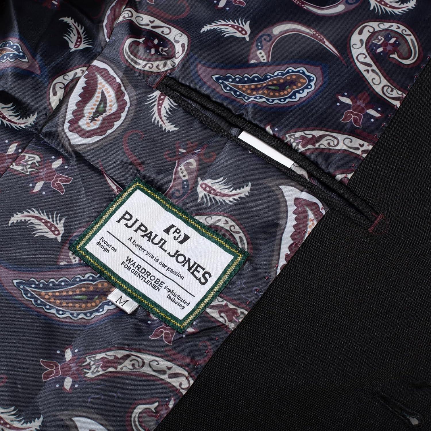 imagePJ PAUL JONES Mens Casual Sport Coats Two Buttons Lightweight Business Sport BlazerBlack