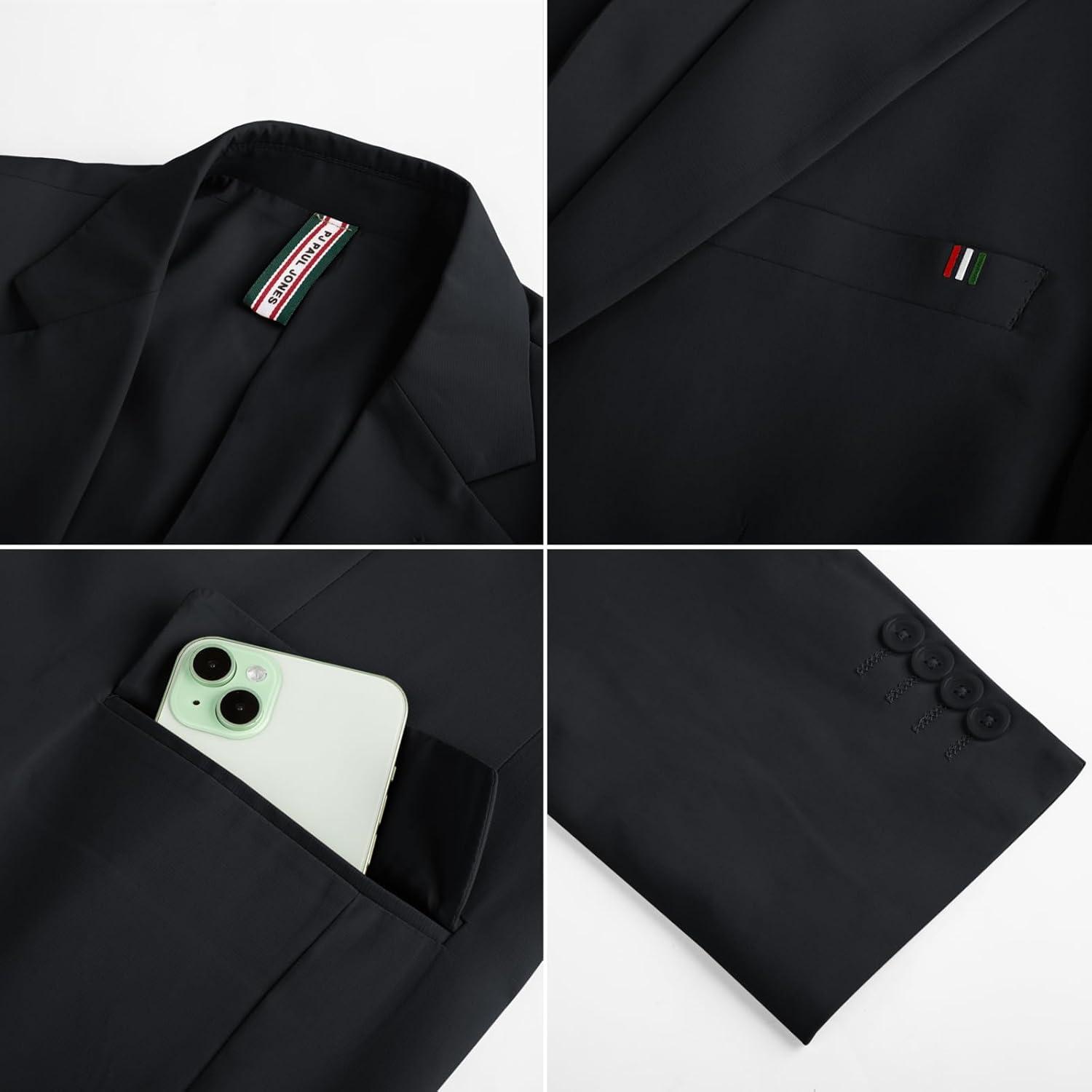 imagePJ PAUL JONES Mens Casual Sport Coats Two Buttons Lightweight Business Sport BlazerBlacka