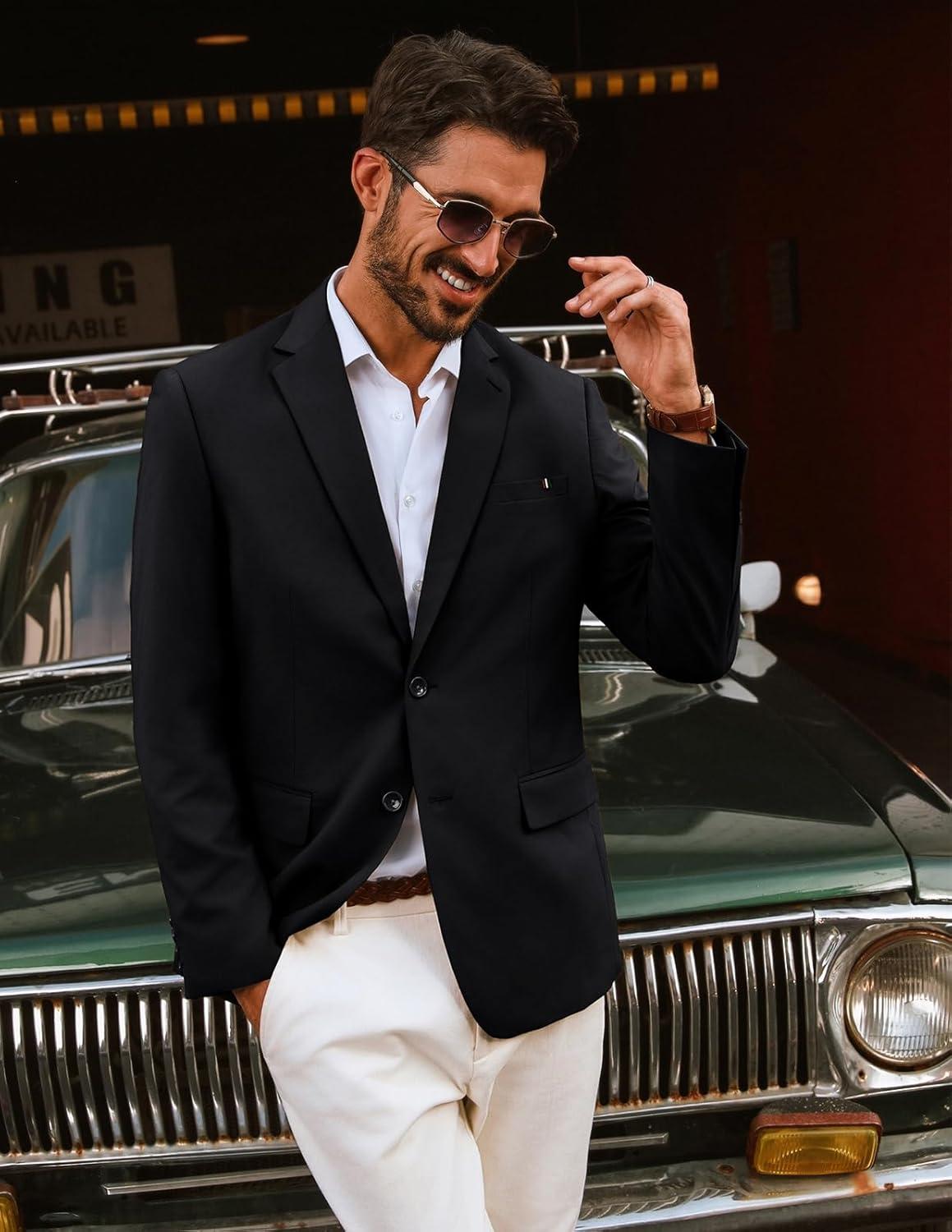 imagePJ PAUL JONES Mens Casual Sport Coats Two Buttons Lightweight Business Sport BlazerBlacka