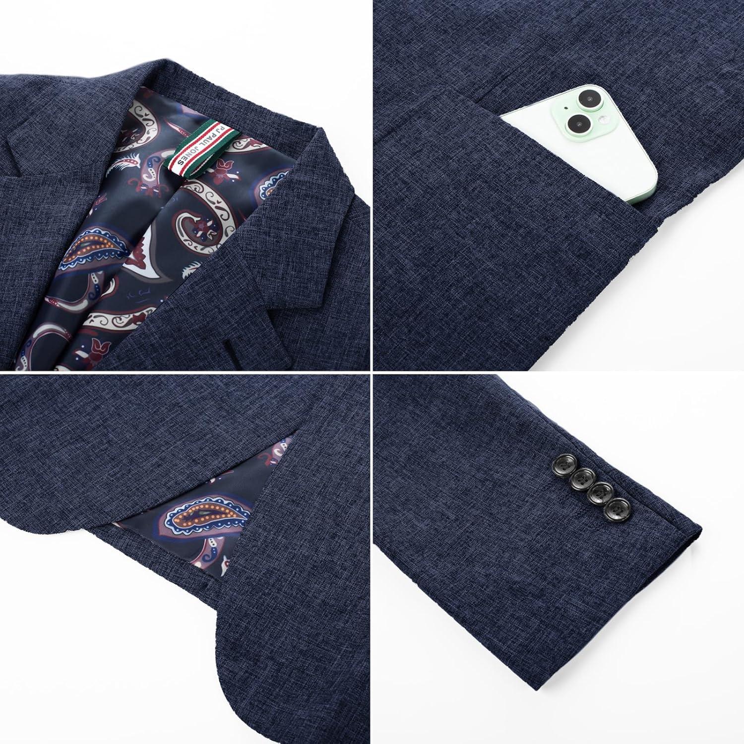 imagePJ PAUL JONES Mens Casual Sport Coats Two Buttons Lightweight Business Sport BlazerNavy Blue