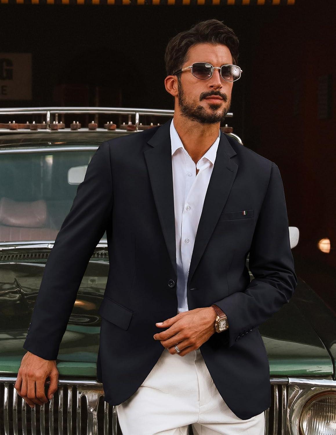 imagePJ PAUL JONES Mens Casual Sport Coats Two Buttons Lightweight Business Sport BlazerNavy Bluea