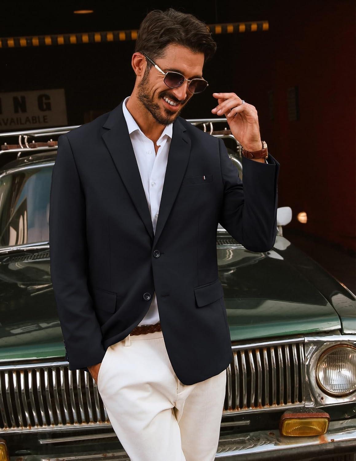 imagePJ PAUL JONES Mens Casual Sport Coats Two Buttons Lightweight Business Sport BlazerNavy Bluea