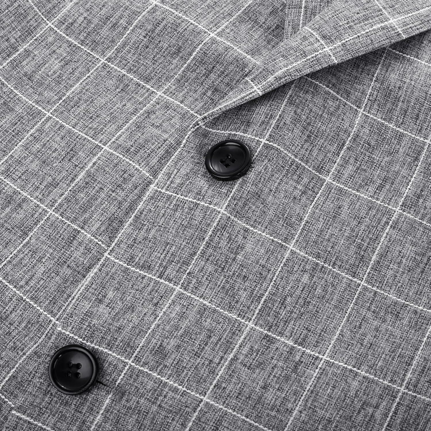 imagePJ PAUL JONES Mens Casual Sport Coats Two Buttons Lightweight Business Sport BlazerPlaid Dark Grey