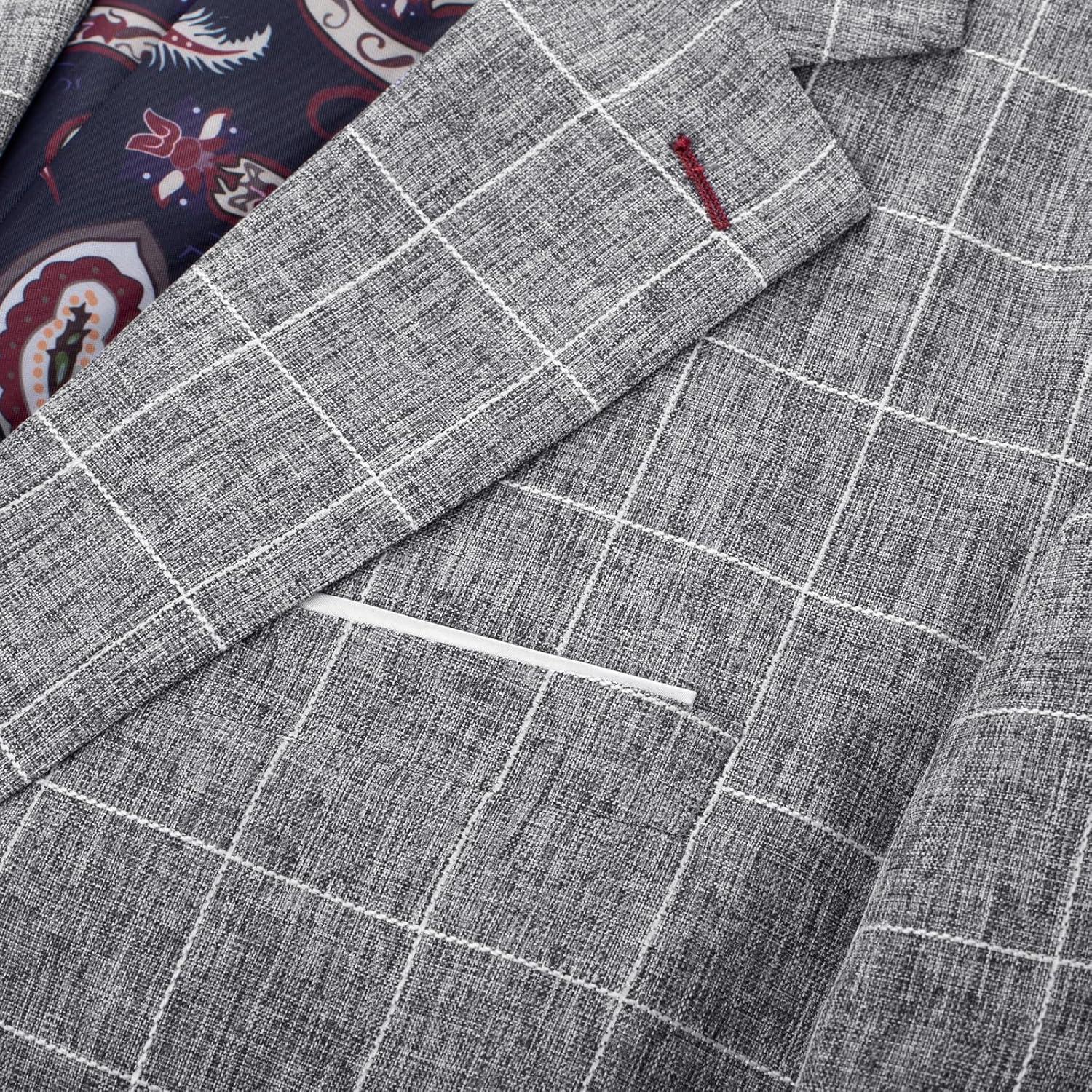 imagePJ PAUL JONES Mens Casual Sport Coats Two Buttons Lightweight Business Sport BlazerPlaid Dark Grey