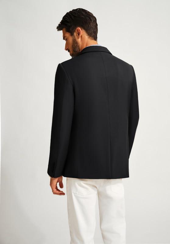 imagePJ PAUL JONES Mens Casual Sport Coats Wool Blend Blazer Jackets One Button Lightweight Business Suit JacketsBlack