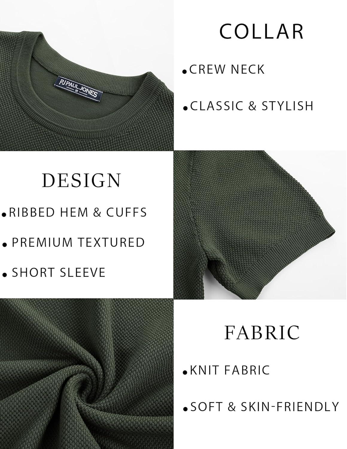 imagePJ PAUL JONES Mens Casual TShirts Classic Short Sleeve Knit Tees Crewneck Solid Tee ShirtsArmy Green