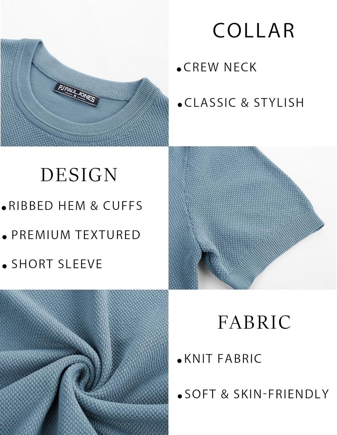 imagePJ PAUL JONES Mens Casual TShirts Classic Short Sleeve Knit Tees Crewneck Solid Tee ShirtsGrey Blue