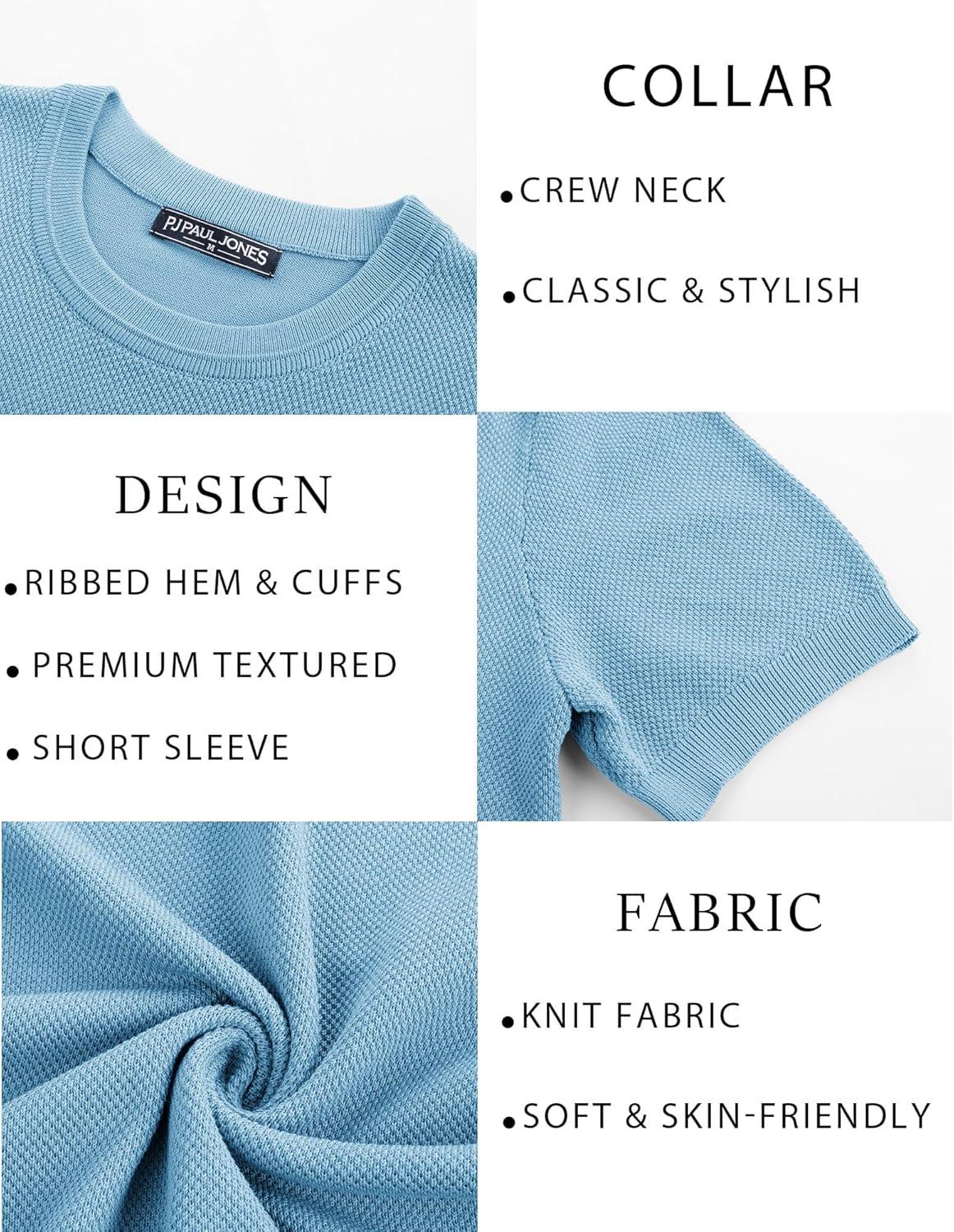 imagePJ PAUL JONES Mens Casual TShirts Classic Short Sleeve Knit Tees Crewneck Solid Tee ShirtsLight Blue