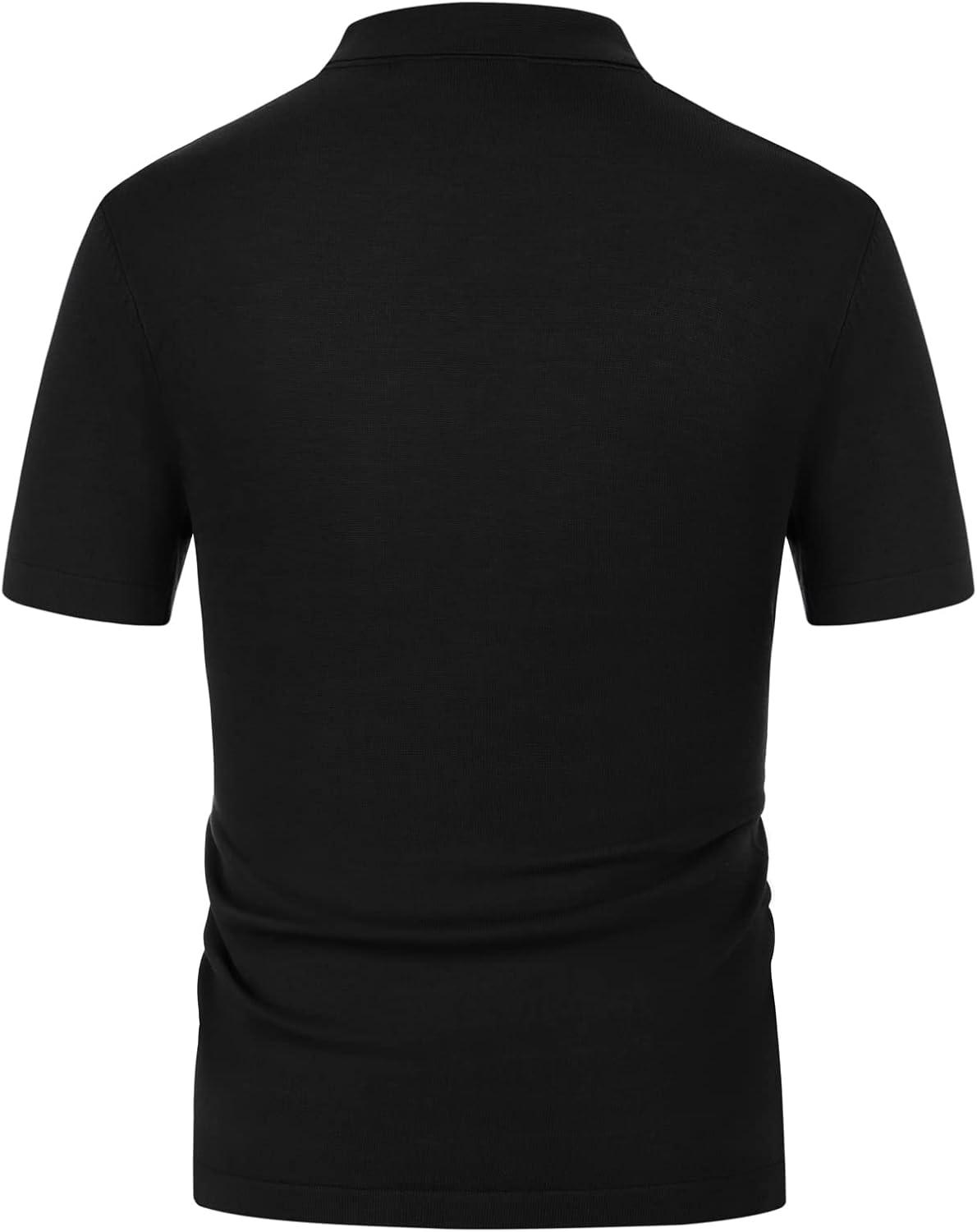 imagePJ PAUL JONES Mens Contrast 70s Vintage Polo Shirts Short Sleeve KnitwearBlack