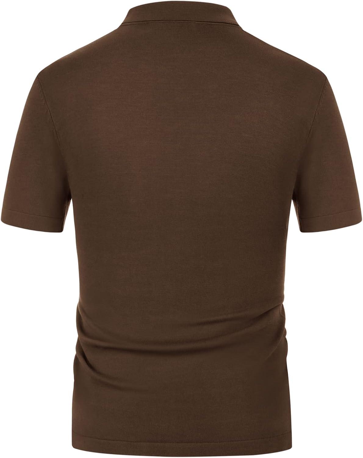 imagePJ PAUL JONES Mens Contrast 70s Vintage Polo Shirts Short Sleeve KnitwearBrown