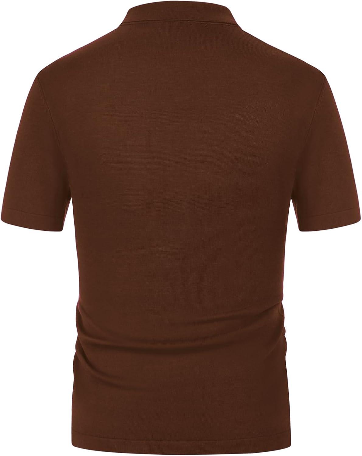 imagePJ PAUL JONES Mens Contrast 70s Vintage Polo Shirts Short Sleeve KnitwearCaramelBlack