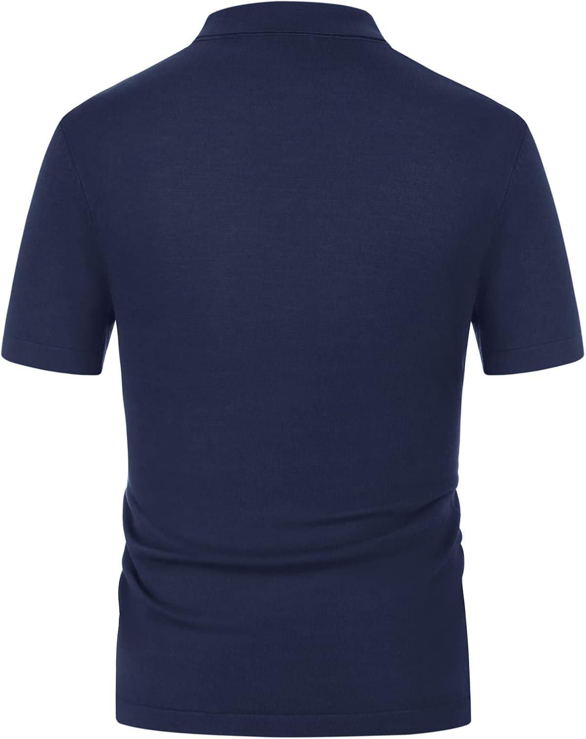 imagePJ PAUL JONES Mens Contrast 70s Vintage Polo Shirts Short Sleeve KnitwearNavy