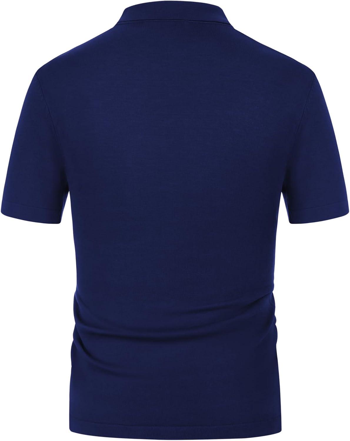 imagePJ PAUL JONES Mens Contrast 70s Vintage Polo Shirts Short Sleeve KnitwearNavyGold