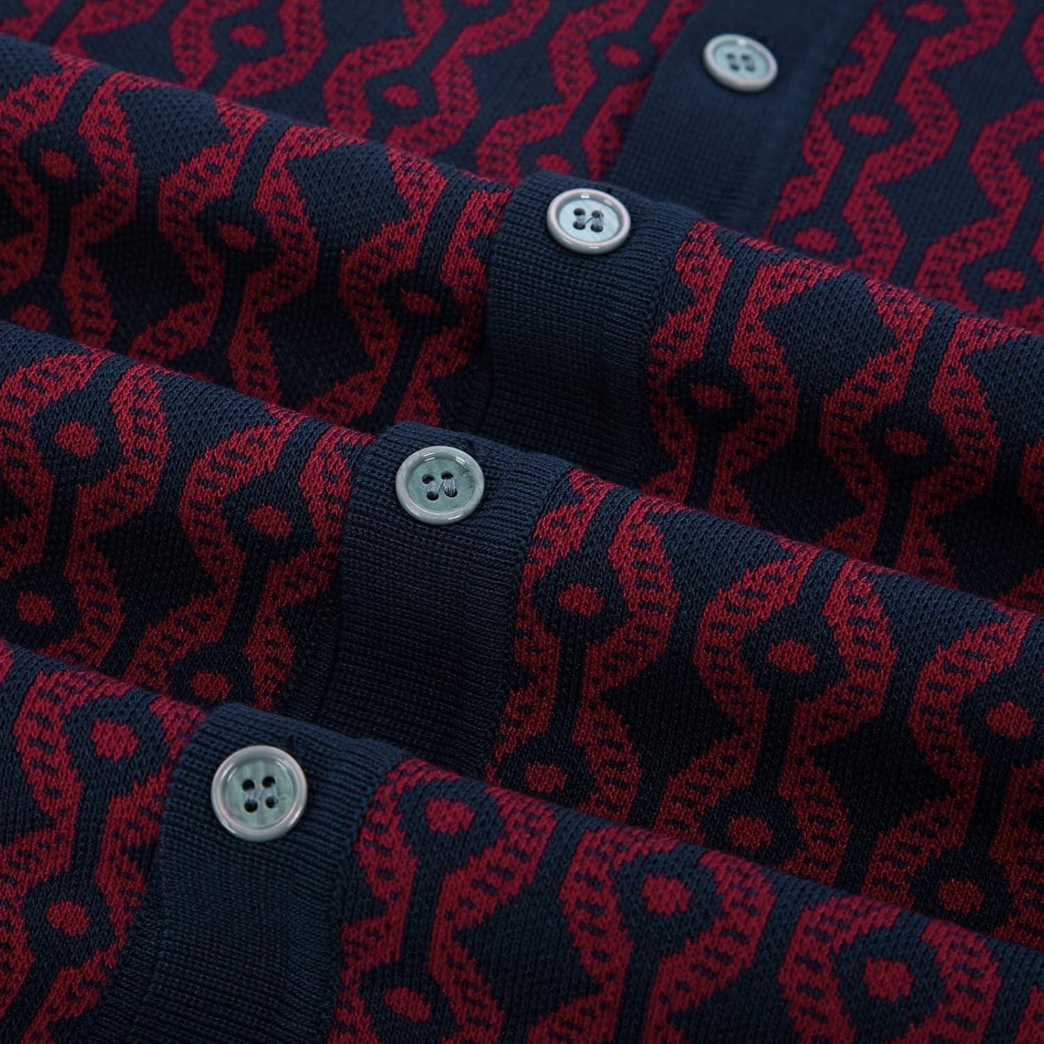 imagePJ PAUL JONES Mens Contrast 70s Vintage Polo Shirts Short Sleeve KnitwearRed