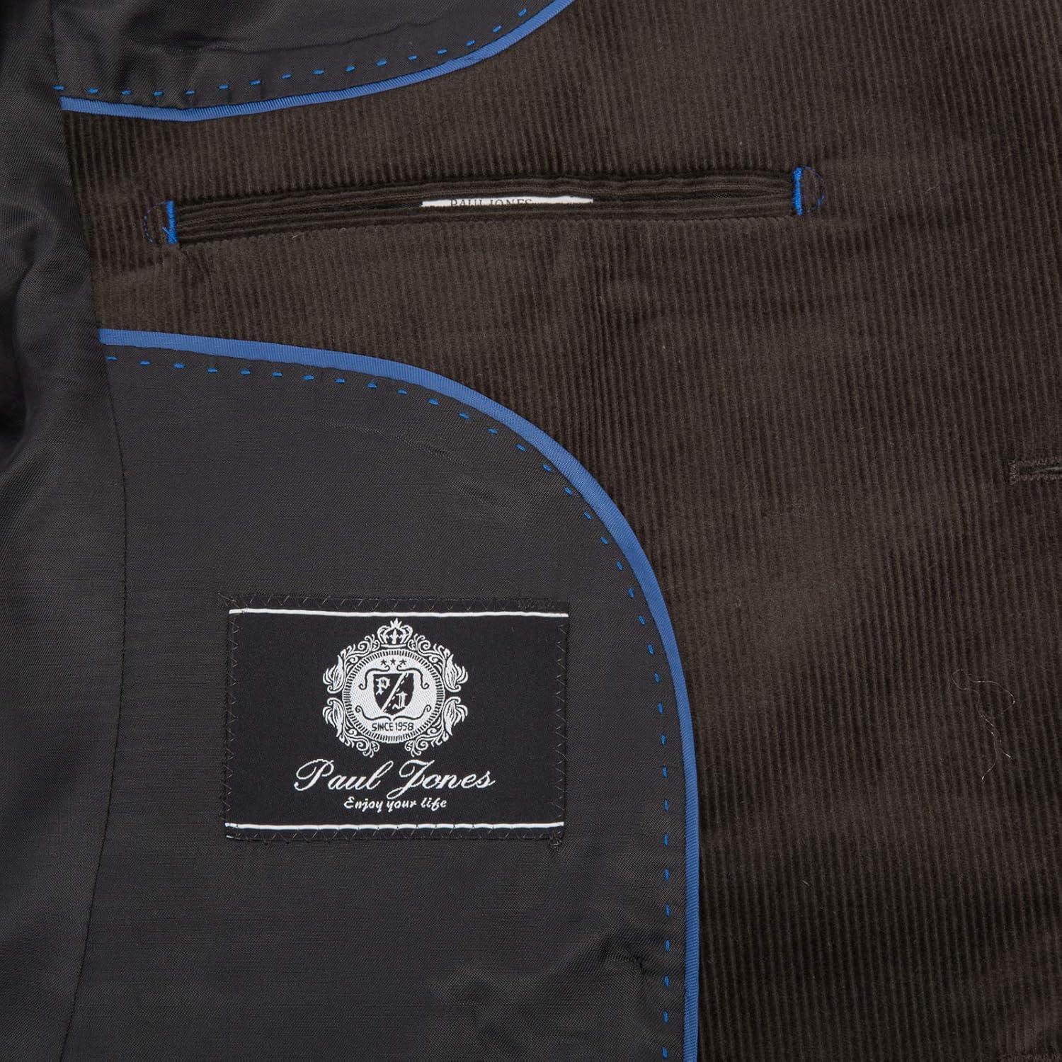 imagePJ PAUL JONES Mens Corduroy Blazer Jackets Slim Fit Two Button Casual Sports CoatChocolate