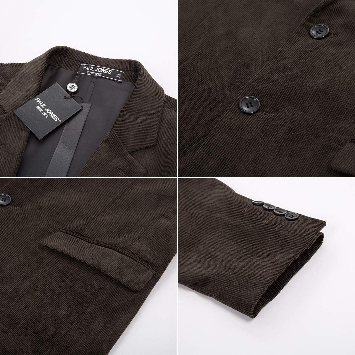imagePJ PAUL JONES Mens Corduroy Blazer Jackets Slim Fit Two Button Casual Sports CoatChocolate