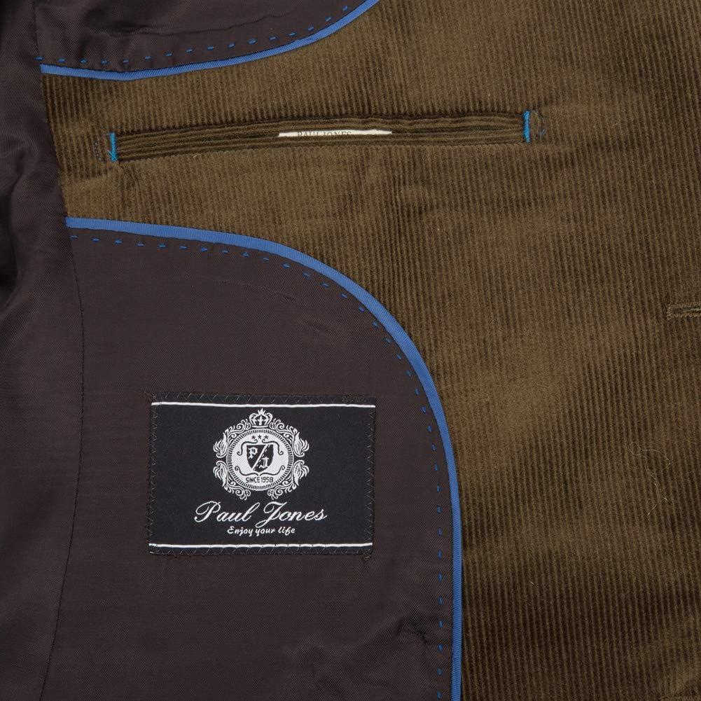 imagePJ PAUL JONES Mens Corduroy Blazer Jackets Slim Fit Two Button Casual Sports CoatCoffee