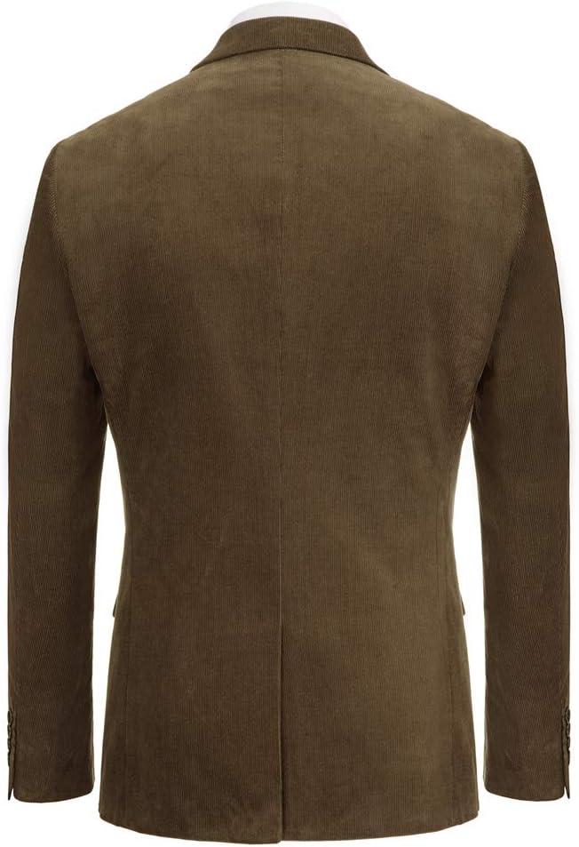 imagePJ PAUL JONES Mens Corduroy Blazer Jackets Slim Fit Two Button Casual Sports CoatCoffee