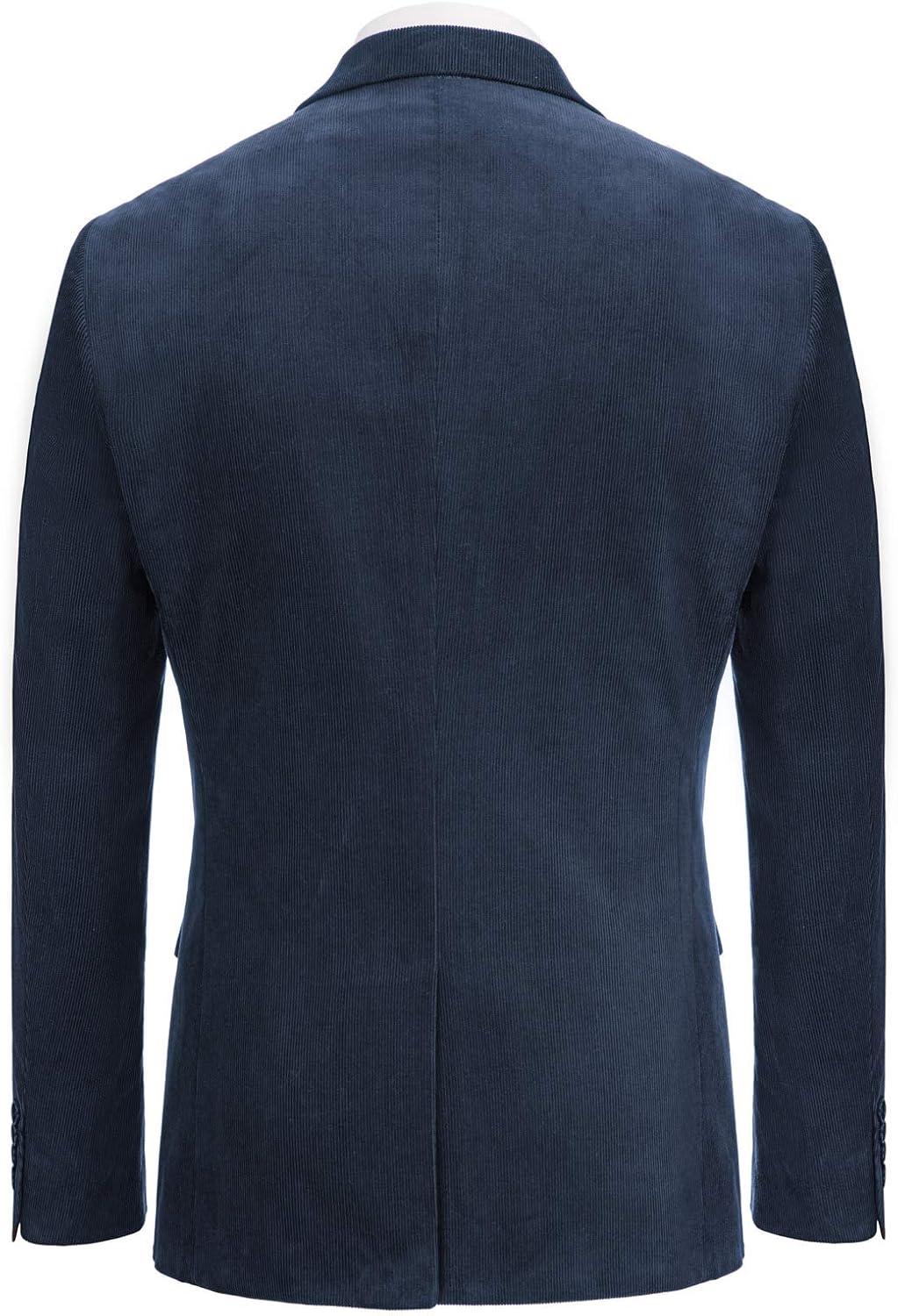 imagePJ PAUL JONES Mens Corduroy Blazer Jackets Slim Fit Two Button Casual Sports CoatNavy Blue