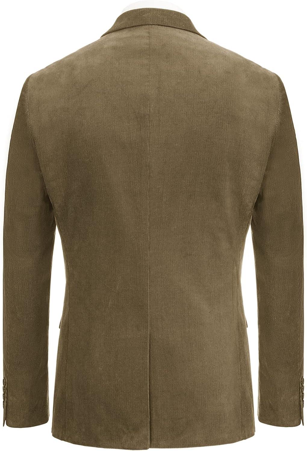 imagePJ PAUL JONES Mens Corduroy Blazer Jackets Slim Fit Two Button Casual Sports CoatOlive Brown