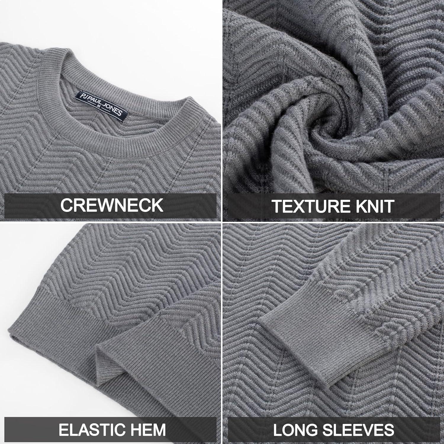 imagePJ PAUL JONES Mens Crewneck Sweater Lightweight Casual Long Sleeve Knit Pullover SweatersGray