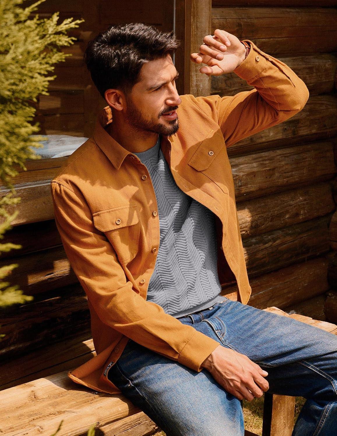 imagePJ PAUL JONES Mens Crewneck Sweater Lightweight Casual Long Sleeve Knit Pullover SweatersGray