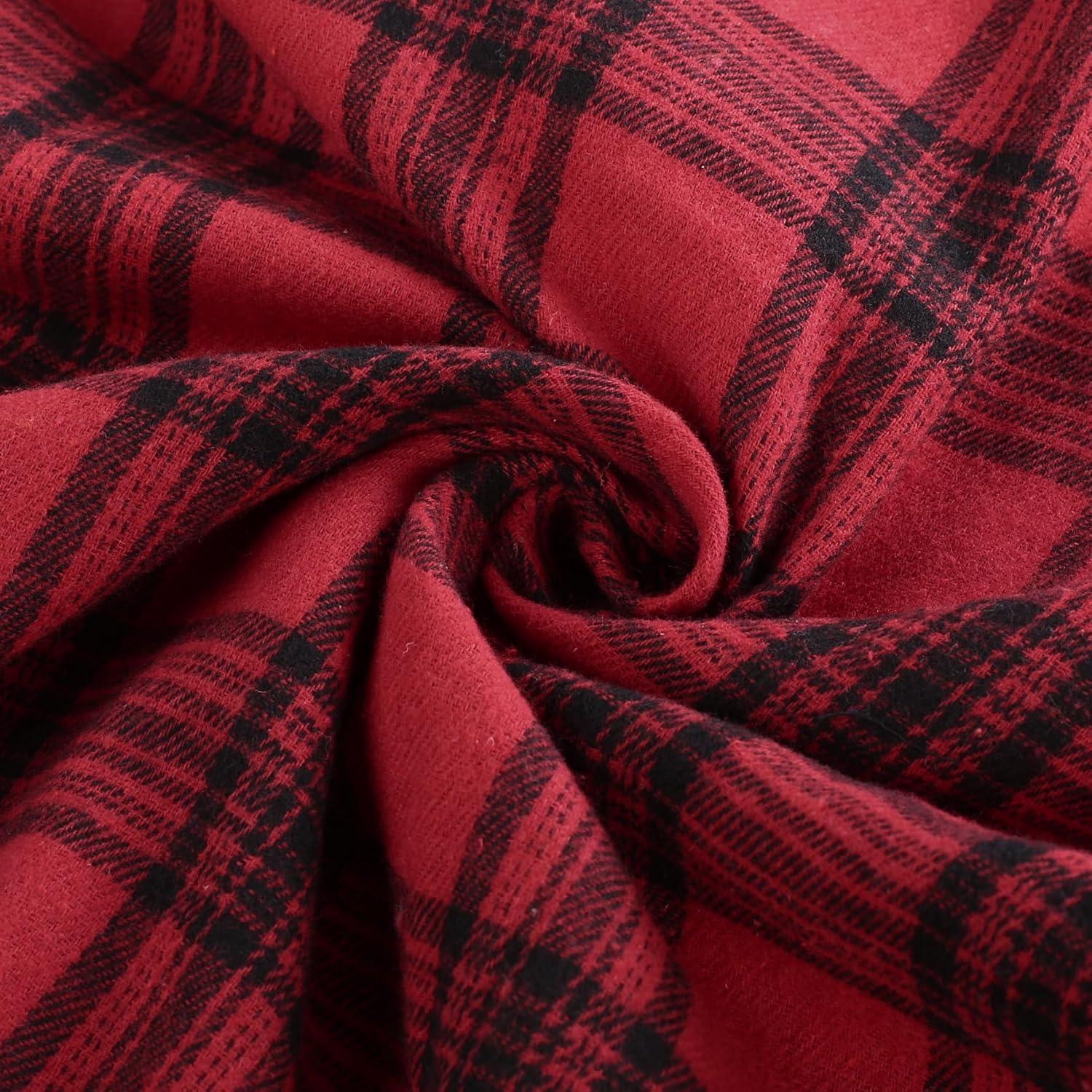 imagePJ PAUL JONES Mens Flannel Plaid Shirt Casual Long Sleeve Button Down Shirts with PocketsBig Red