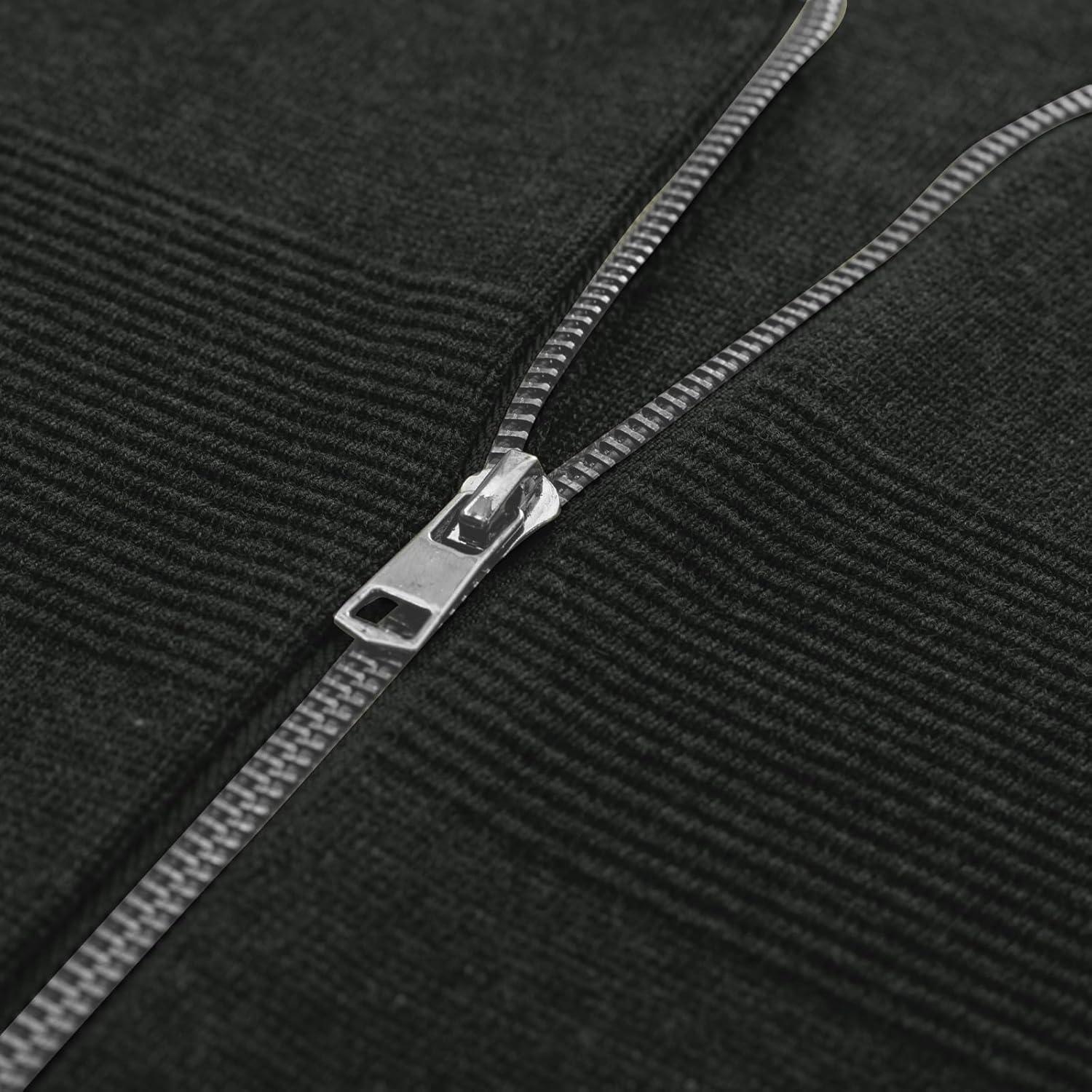 imagePJ PAUL JONES Mens Full Zip Cardigan Sweater Stand Collar Regular Fit Knit SweatersCharcoal Grey