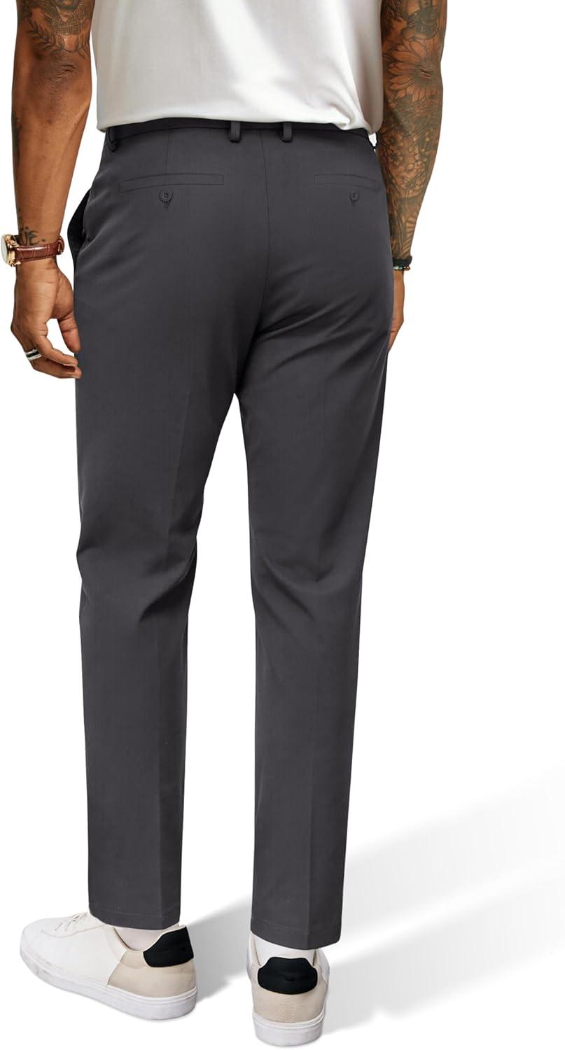 imagePJ PAUL JONES Mens Golf Pants 4Way Stretch Lightweight Work Casual Trousers Slim Fit Dress Pants with PocketsDark Greyd