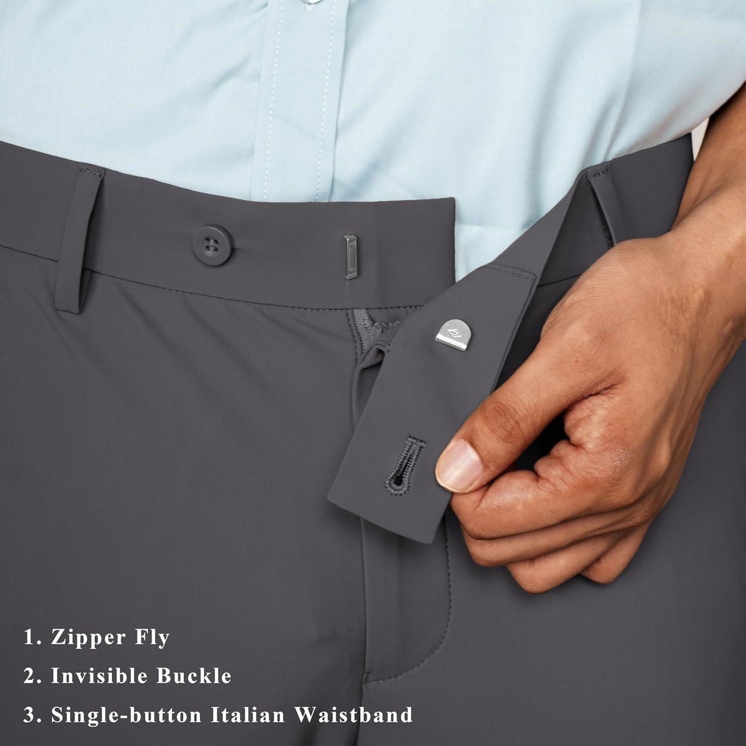 imagePJ PAUL JONES Mens Golf Pants 4Way Stretch Lightweight Work Casual Trousers Slim Fit Dress Pants with PocketsDark Greyd