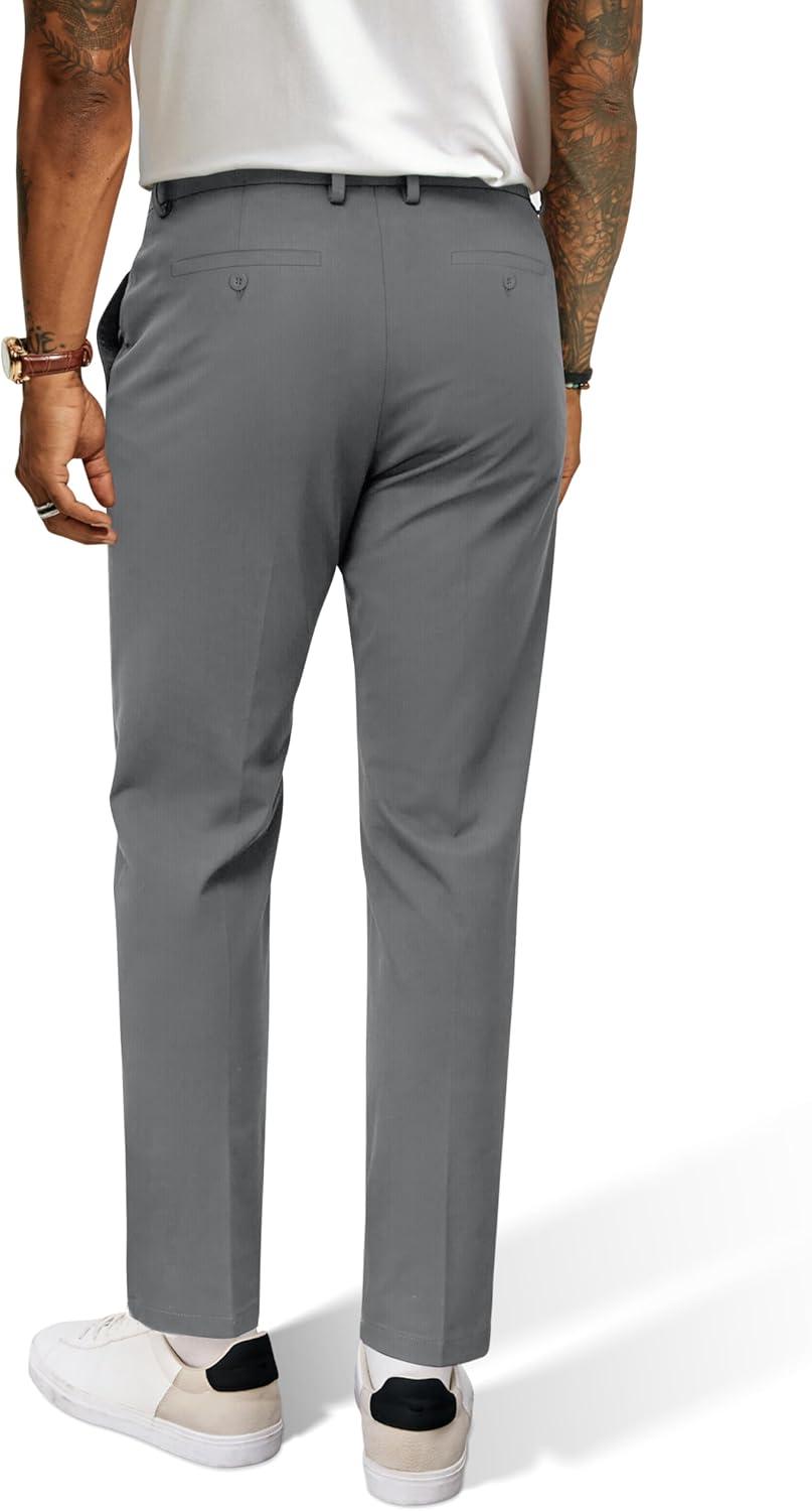 imagePJ PAUL JONES Mens Golf Pants 4Way Stretch Lightweight Work Casual Trousers Slim Fit Dress Pants with PocketsLight Greyd