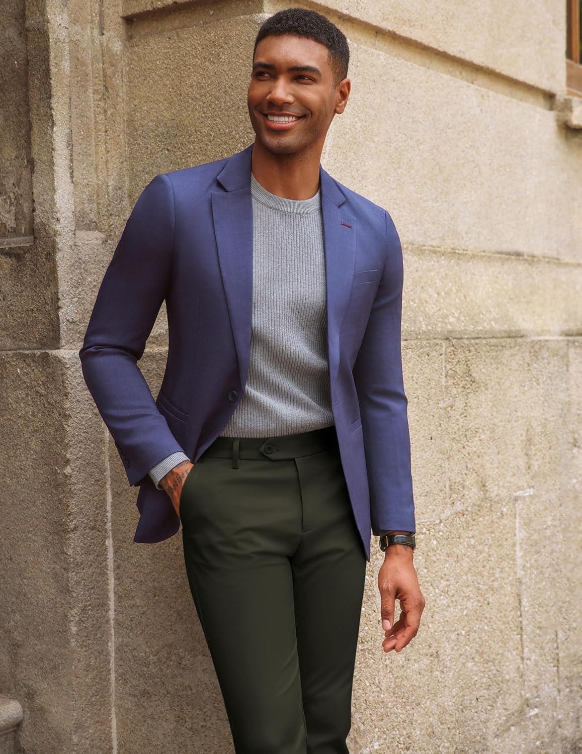 imagePJ PAUL JONES Mens Golf Pants Stretch Work Dress Pant Casual Classic Fit Lightweight Slacks Trousers with 5 PocketsArmy Greenb