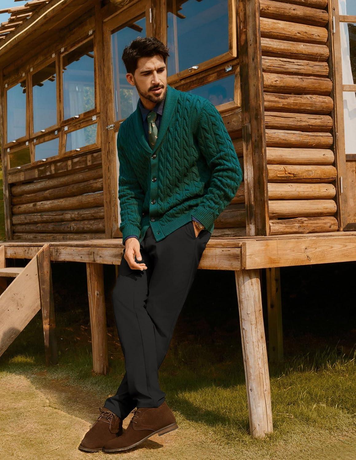 imagePJ PAUL JONES Mens Golf Pants Stretch Work Dress Pant Casual Classic Fit Lightweight Slacks Trousers with 5 PocketsBlack Basic