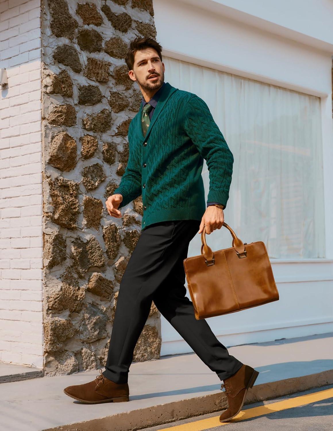 imagePJ PAUL JONES Mens Golf Pants Stretch Work Dress Pant Casual Classic Fit Lightweight Slacks Trousers with 5 PocketsBlack Basic