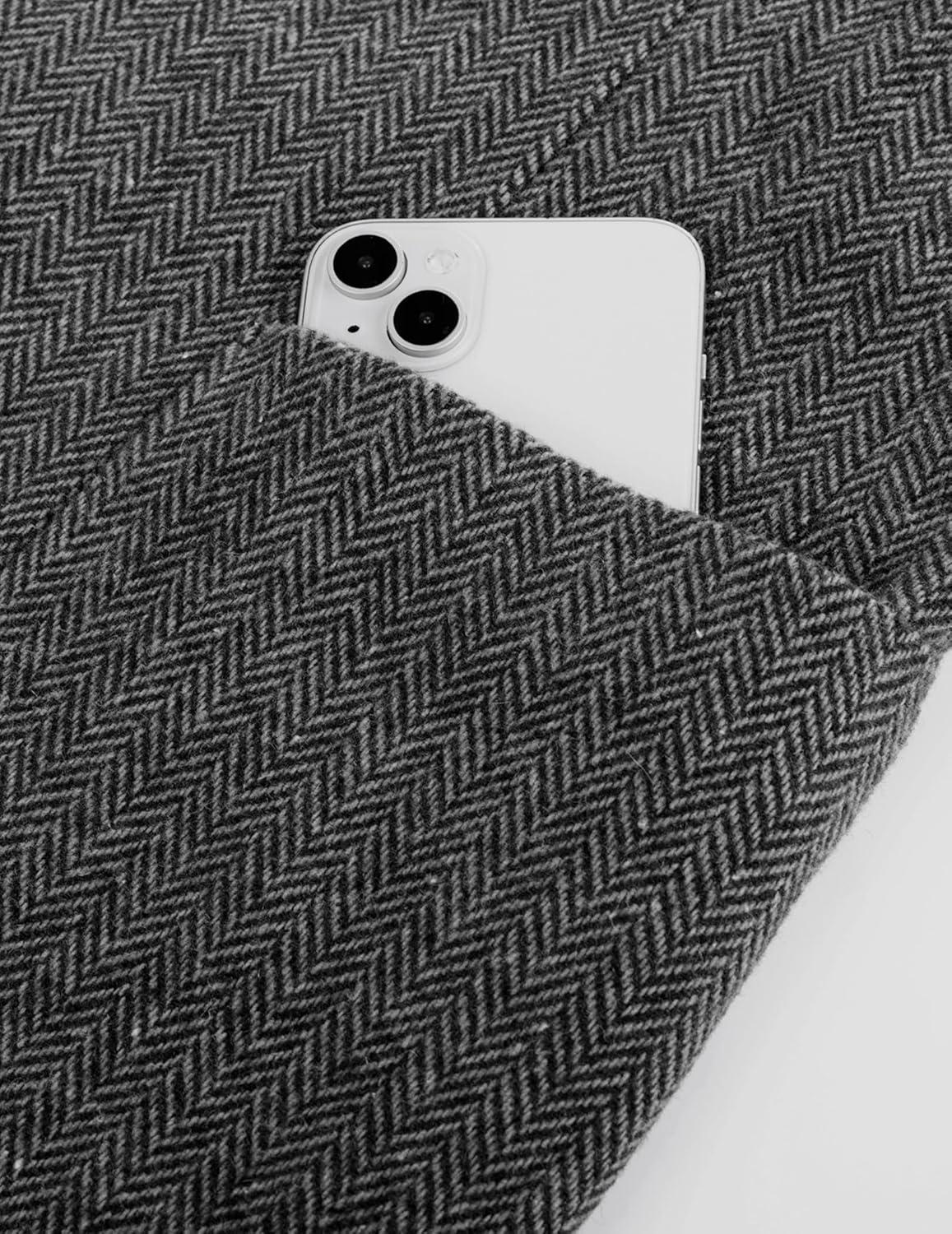 imagePJ PAUL JONES Mens Herringbone Blazer Vintage Tweed Wool Blend Sport Coat JacketBlack