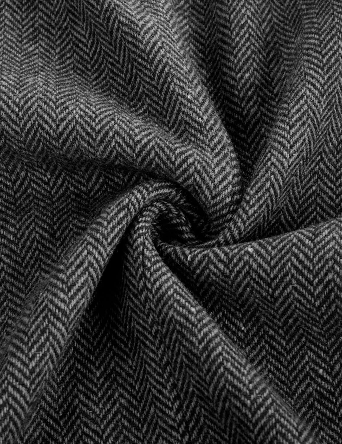 imagePJ PAUL JONES Mens Herringbone Blazer Vintage Tweed Wool Blend Sport Coat JacketBlack