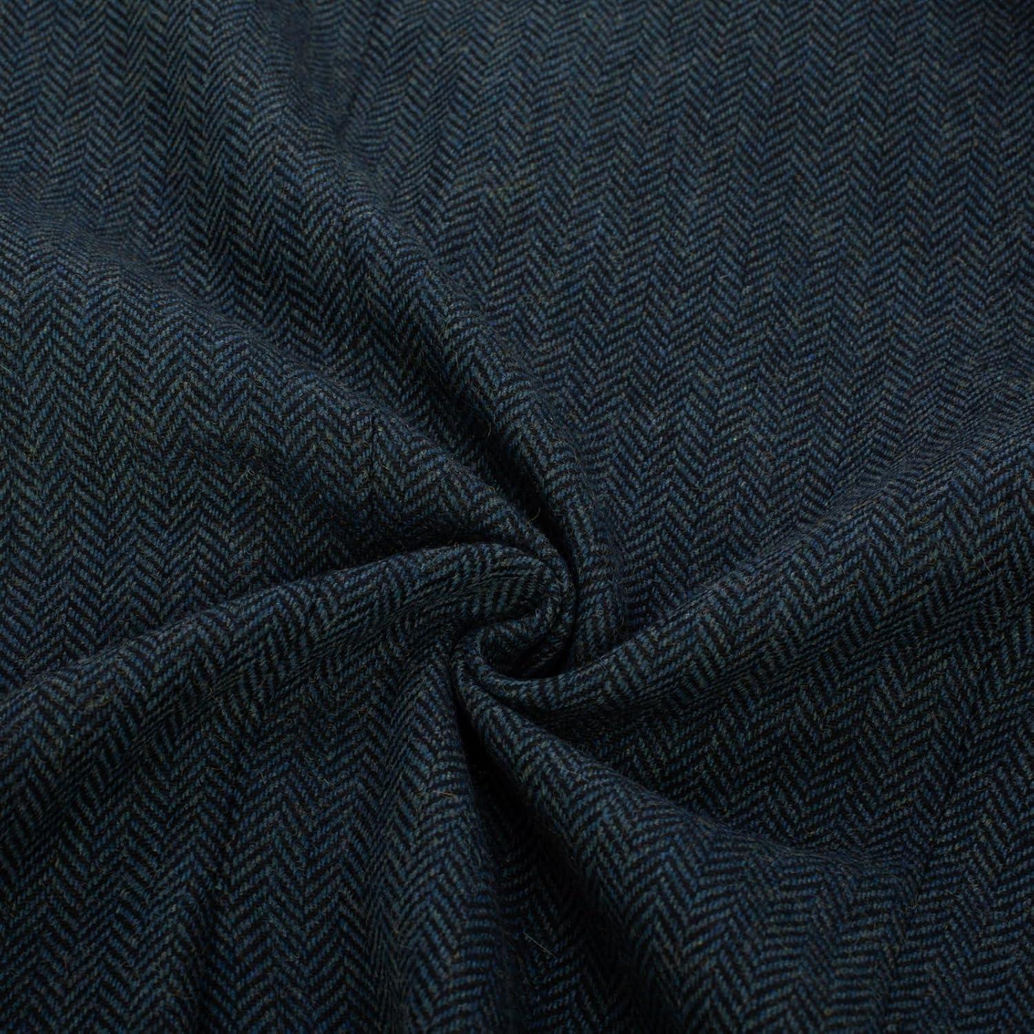 imagePJ PAUL JONES Mens Herringbone Blazer Vintage Tweed Wool Blend Sport Coat JacketDark Blue