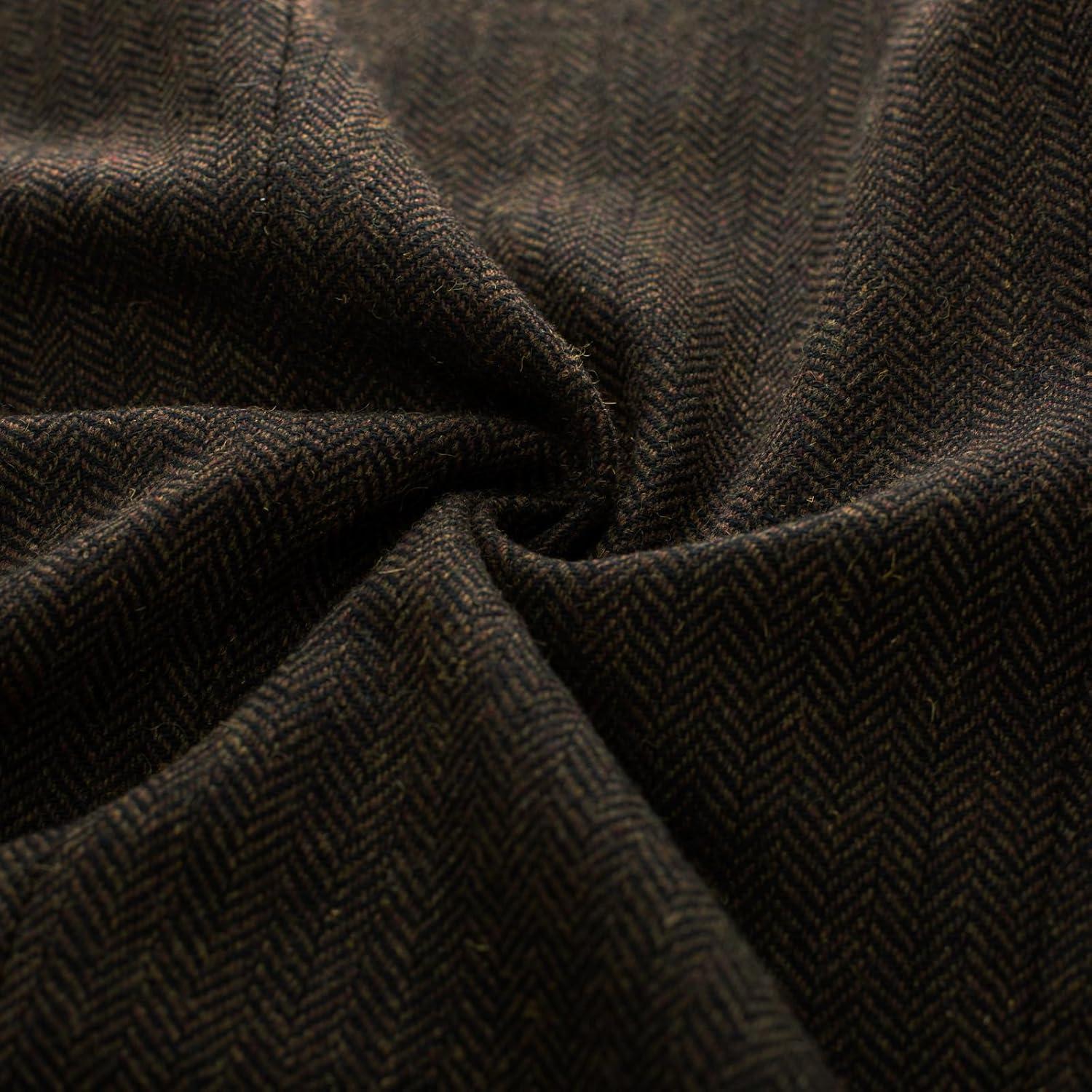 imagePJ PAUL JONES Mens Herringbone Blazer Vintage Tweed Wool Blend Sport Coat JacketDark Coffee